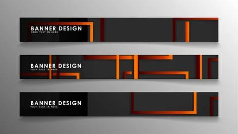 Abstract geometric and rectangular pattern banners with orange gradients Illustrazione stock