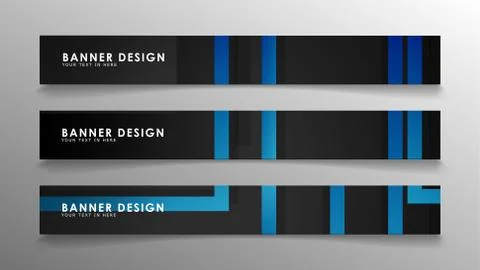 Abstract geometric and rectangular pattern banners with blue gradients. Vecto Stock Illustration