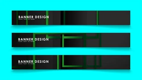 Abstract geometric and rectangular pattern banners with green gradients. Vect Stockillustratie