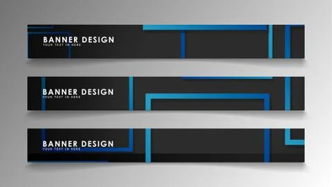 Abstract geometric and rectangular pattern banners with blue gradients. Vecto Stock Illustration