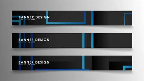 Abstract geometric and rectangular pattern banners with blue gradients. Vecto Stockillustratie