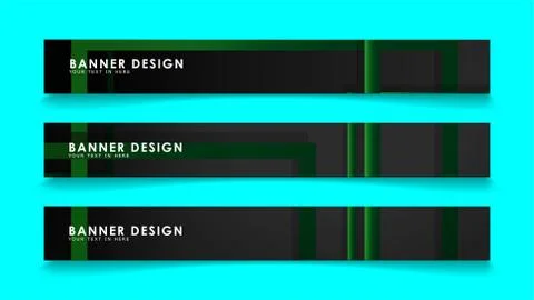 Abstract geometric and rectangular pattern banners with green gradients. Vect Stock Illustration