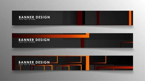 Abstract geometric and rectangular pattern banners with orange gradients Illustrazione stock