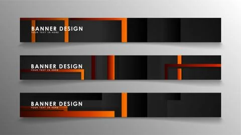 Abstract geometric and rectangular pattern banners with orange gradients Stockillustratie