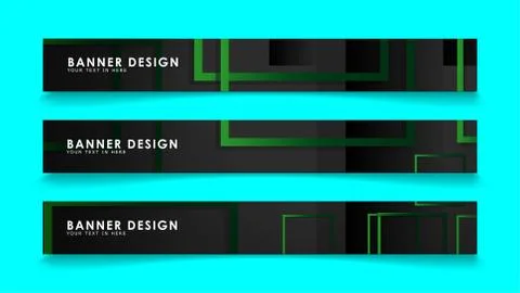 Abstract geometric and rectangular pattern banners with green gradients. Vect Illustrazione stock