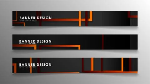 Abstract geometric and rectangular pattern banners with orange gradients イラスト素材