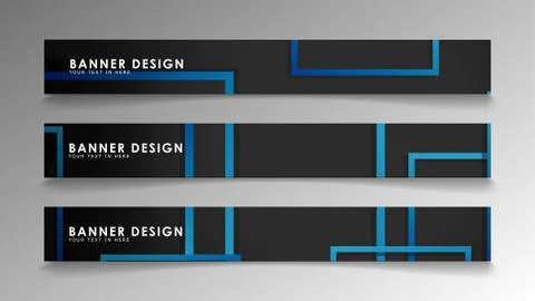 Abstract geometric and rectangular pattern banners with blue gradients. Vecto Illustrazione stock