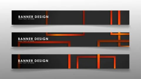 Abstract geometric and rectangular pattern banners with orange gradients Illustrazione stock