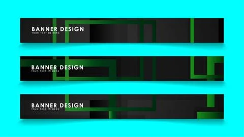 Abstract geometric and rectangular pattern banners with green gradients. Vect Illustrazione stock
