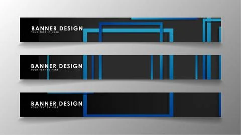 Abstract geometric and rectangular pattern banners with blue gradients. Vecto Stock Illustration