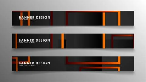 Abstract geometric and rectangular pattern banners with orange gradients Illustrazione stock