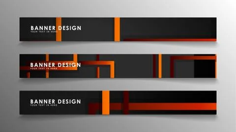 Abstract geometric and rectangular pattern banners with orange gradients Stock Illustration