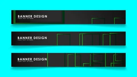 Abstract geometric and rectangular pattern banners with green gradients. Vect Stock Illustration
