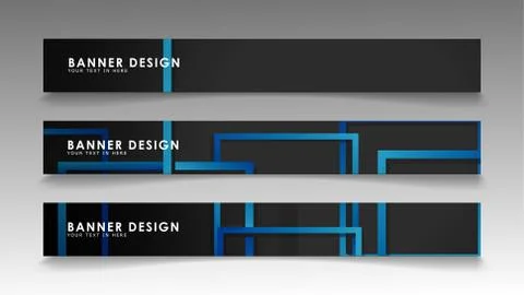 Abstract geometric and rectangular pattern banners with blue gradients. Vecto 库存插图