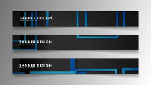 Abstract geometric and rectangular pattern banners with blue gradients. Vecto Stock Illustration