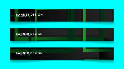 Abstract geometric and rectangular pattern banners with green gradients. Vect Stock Illustration