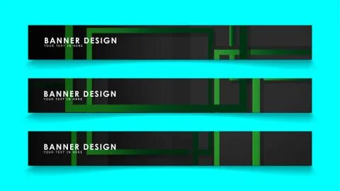 Abstract geometric and rectangular pattern banners with green gradients. Vect Illustrazione stock
