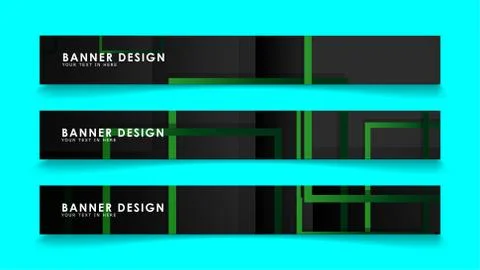 Abstract geometric and rectangular pattern banners with green gradients. Vect Stockillustratie