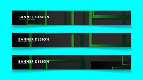 Abstract geometric and rectangular pattern banners with green gradients. Vect Illustrazione stock