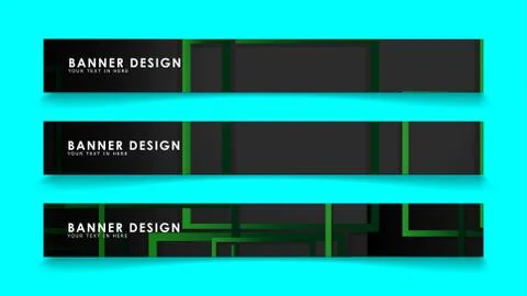 Abstract geometric and rectangular pattern banners with green gradients. Vect イラスト素材