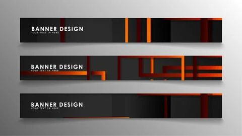 Abstract geometric and rectangular pattern banners with orange gradients Illustrazione stock