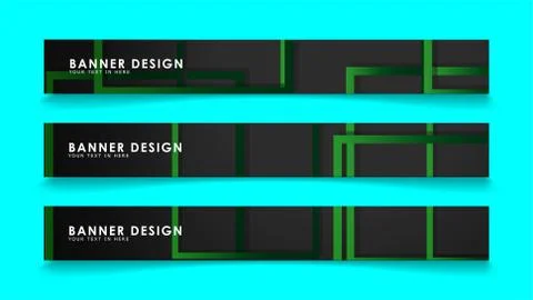 Abstract geometric and rectangular pattern banners with green gradients. Vect Illustrazione stock