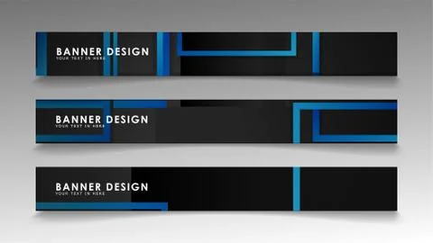 Abstract geometric and rectangular pattern banners with blue gradients. Vecto Illustrazione stock