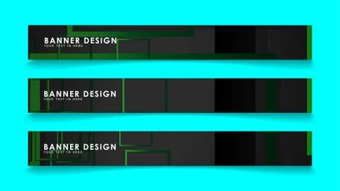 Abstract geometric and rectangular pattern banners with green gradients. Vect Illustrazione stock