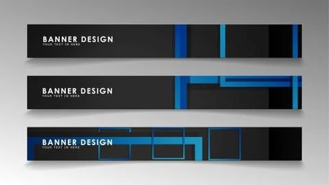 Abstract geometric and rectangular pattern banners with blue gradients. Vecto Illustrazione stock
