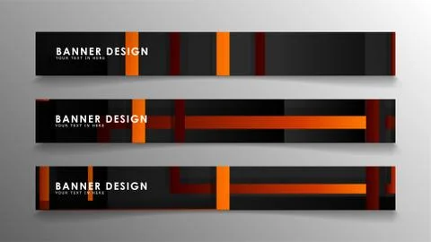 Abstract geometric and rectangular pattern banners with orange gradients Stock Illustration