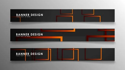 Abstract geometric and rectangular pattern banners with orange gradients Stock Illustration