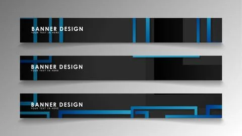 Abstract geometric and rectangular pattern banners with blue gradients. Vecto Illustrazione stock