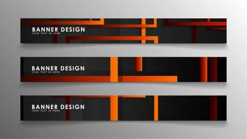 Abstract geometric and rectangular pattern banners with orange gradients 库存插图