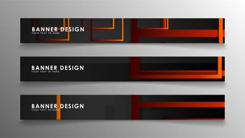 Abstract geometric and rectangular pattern banners with orange gradients Illustrazione stock