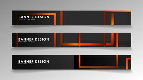 Abstract geometric and rectangular pattern banners with orange gradients イラスト素材
