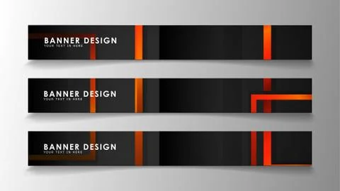 Abstract geometric and rectangular pattern banners with orange gradients Stock Illustration