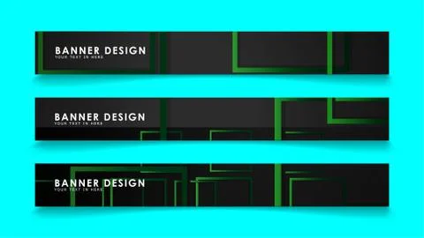 Abstract geometric and rectangular pattern banners with green gradients. Vect Illustrazione stock