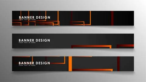 Abstract geometric and rectangular pattern banners with orange gradients Illustrazione stock
