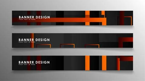 Abstract geometric and rectangular pattern banners with orange gradients Illustrazione stock