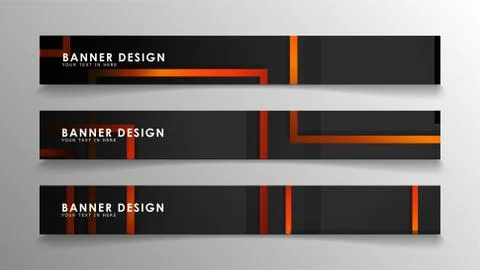 Abstract geometric and rectangular pattern banners with orange gradients Illustrazione stock