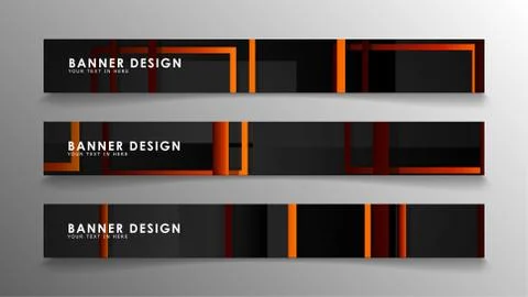 Abstract geometric and rectangular pattern banners with orange gradients Illustrazione stock