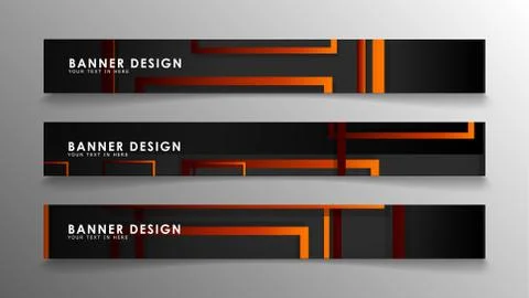 Abstract geometric and rectangular pattern banners with orange gradients Illustrazione stock
