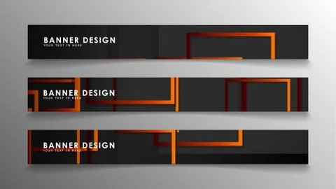Abstract geometric and rectangular pattern banners with orange gradients 库存插图