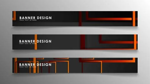 Abstract geometric and rectangular pattern banners with orange gradients Stock Illustration