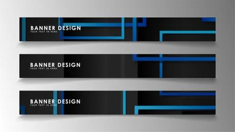 Abstract geometric and rectangular pattern banners with blue gradients. Vecto Stock Illustration