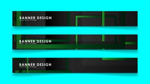 Abstract geometric and rectangular pattern banners with green gradients. Vect Illustrazione stock