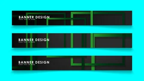 Abstract geometric and rectangular pattern banners with green gradients. Vect Illustrazione stock