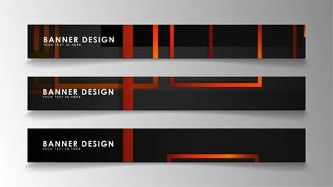 Abstract geometric and rectangular pattern banners with orange gradients Stock Illustration