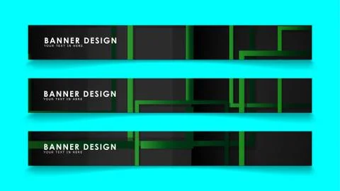 Abstract geometric and rectangular pattern banners with green gradients. Vect Illustrazione stock