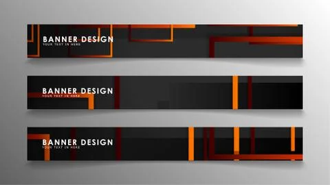 Abstract geometric and rectangular pattern banners with orange gradients Illustrazione stock